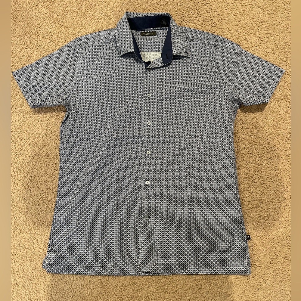 VAN HEUSEN Navy & White Geometric Collared Short Sleeve Shirt